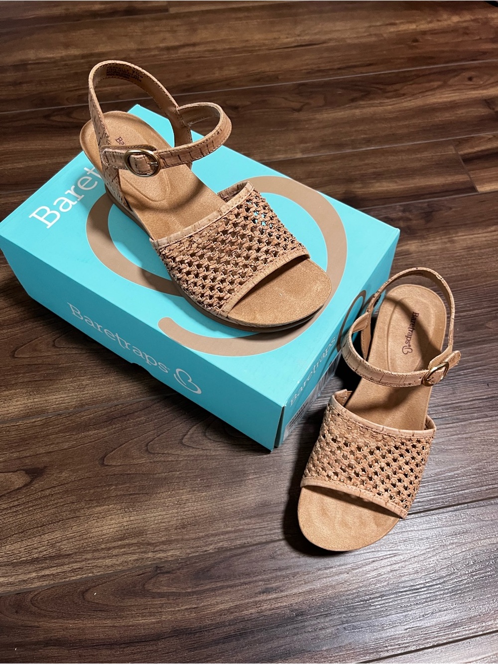 BareTraps Women’s Fernelle Woven Wedge Sandals in Natural Cork - Size 7 1/2